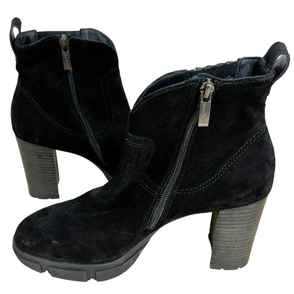 Paul Green NWOB Oakley Suede Boot Black Size 5.5 (US 8) Side Zip Chunky Heel - Picture 6 of 10